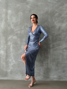 Topshow Blue Silver Stone Long Dress #3