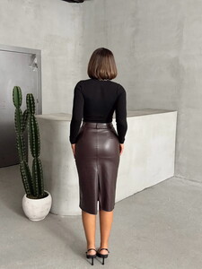 Topshow Brown Snake D. Leather Wholesale Skirt #5