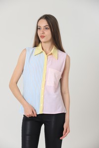 Topshow Pink Blue Zero Sleeve Wholesale Shirts #5