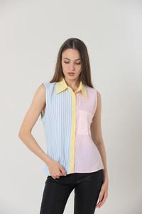 Topshow Pink Blue Zero Sleeve Wholesale Shirts #4