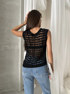 Topshow Black Knitwear Vest #5