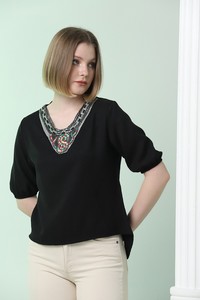 Black collar stone blouse #3