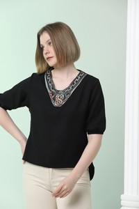 Black collar stone blouse #4