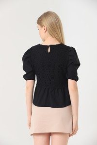 Topshow Black Lace Detailed Wholesale Blouse #5