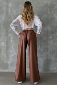 Topshow Tan Leather Wholesale Trousers #5