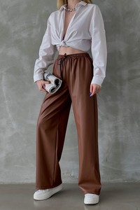 Topshow Tan Leather Wholesale Trousers #2