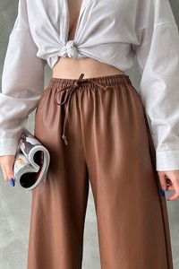 Topshow Tan Leather Wholesale Trousers #4