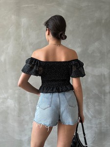 Topshow Black Ruffled Gype Wholesale Blouse #5