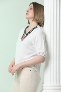 Cream collar stone blouse #3