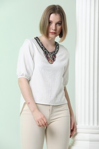 Cream collar stone blouse #2