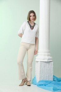 Cream collar stone blouse #4