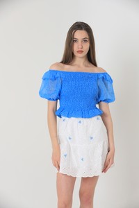 Topshow Blue Ruffled Gype Wholesale Blouse #4