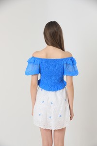 Topshow Blue Ruffled Gype Wholesale Blouse #3