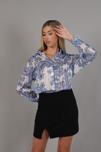 Topshow Blue Paisley Patterned Wholesale Shirts #2