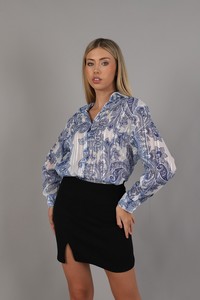 Topshow Blue Paisley Patterned Wholesale Shirts #4