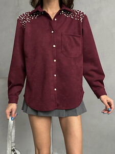 Topshow Burgundy Leather Skirt #4