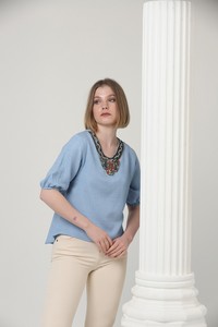 Blue collar stone blouse #2