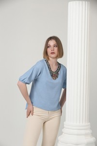 Blue collar stone blouse #4