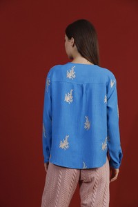 Topshow Blue Leaf Embroidered Wholesale Shirt #5