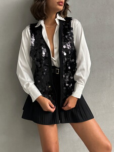 Topshow Black Sequined Wholesale Vest #4