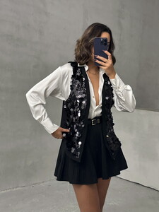 Topshow Black Sequined Wholesale Vest #2