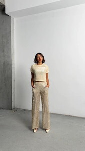 Topshow Stone Silver Sequin Tulle Wholesale Pants #2