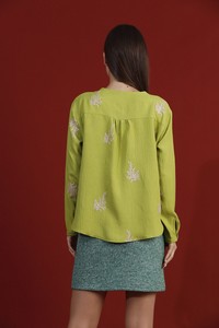 Topshow Pistachio Green Leaf Embroidered Wholesale Shirt #5