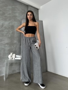 Topshow Black Striped Linen Trousers #3