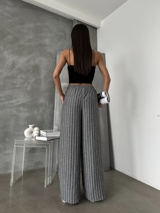 Topshow Black Striped Linen Trousers #5