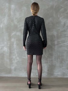 Topshow black waist connected short dress #5