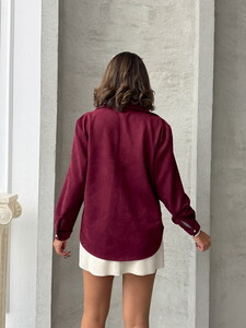 Topshow Burgundy Pocket Tassel Wholesale Shirt #5