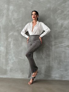 Topshow Gray Gold Lurex Wholesale Trousers #2