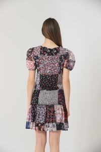 Topshow Mixed Floral V-Neck Short Sleeve Wholesale Dress #3