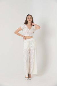 Topshow Cream Mesh Wholesale Trousers #2