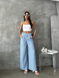 Topshow Blue Striped Linen Trousers #3