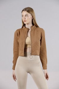 Topshow Camel Zippered Collar Wholesale Coat #2