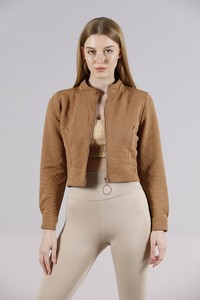 Topshow Camel Zippered Collar Wholesale Coat #4