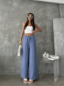 Topshow Saks Striped Linen Trousers #2