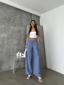 Topshow Saks Striped Linen Trousers #5