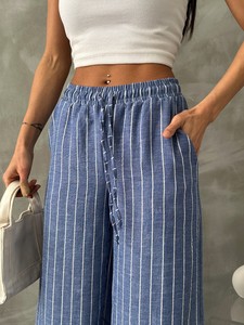 Topshow Saks Striped Linen Trousers #4