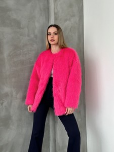 Topshow Fuchsia Plush Coat #4