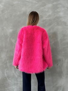 Topshow Fuchsia Plush Coat #5