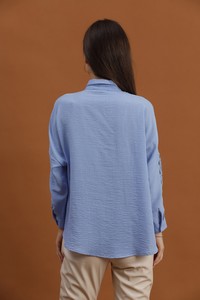 Topshow Blue Gugur Detailed Wholesale Shirt #5