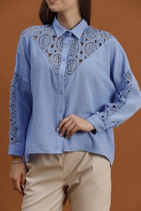 Topshow Blue Gugur Detailed Wholesale Shirt #4