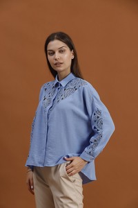 Topshow Blue Gugur Detailed Wholesale Shirt #2