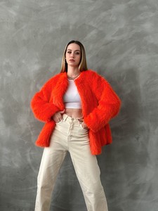 ORANGE F 1608 FURRY VEST #3