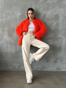 ORANGE F 1608 FURRY VEST #2