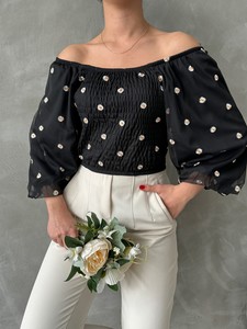 Topshow Black Gipelli Daisy Patterned Blouse #3