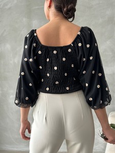 Topshow Black Gipelli Daisy Patterned Blouse #4