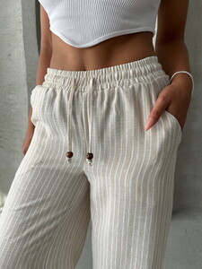 Topshow Stone Striped Linen Trousers #4